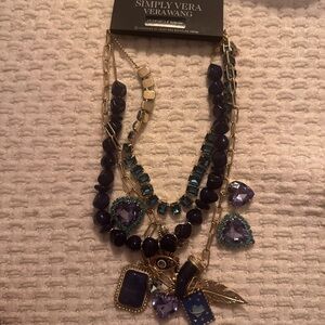 Simply Vera Vera Wang Purple and Gold Charm Necklace